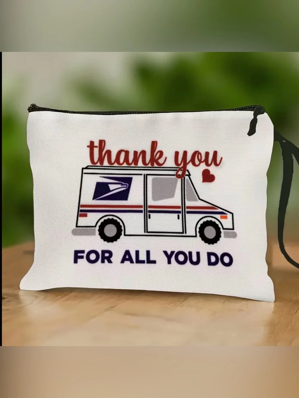 Thank You USPS Postal Truck Wristlet Pouch - White
